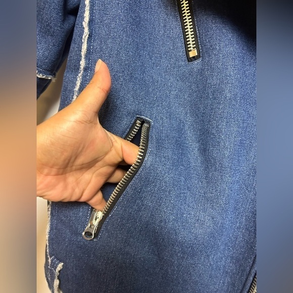 J.O.A Los Angeles Sherpa Denim Full Zip Long Sleeve Blue Jacket Size S - Picture 5 of 11